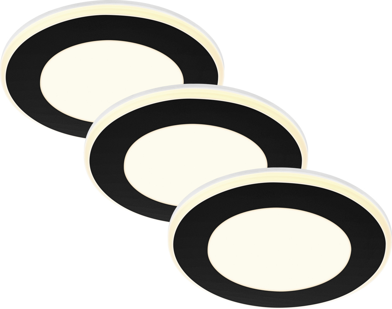 Briloner LED-Einbauleuchten 3er Set Mini 4,9W 425lm schwarz Nachtlicht