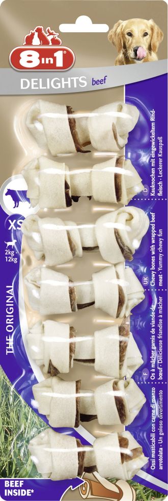 8in1 Kauknochen Delights Beef XS