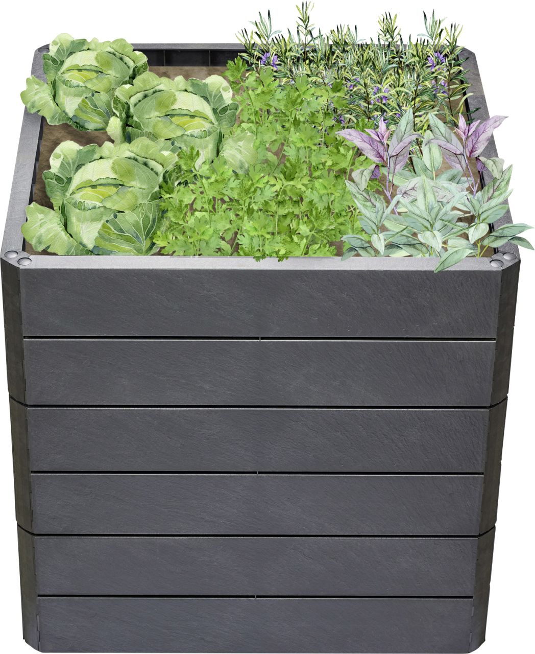 Garantia Hochbeet Ergo Quadro L 75 80 x 80 x 75 cm, stone, Wassersystem