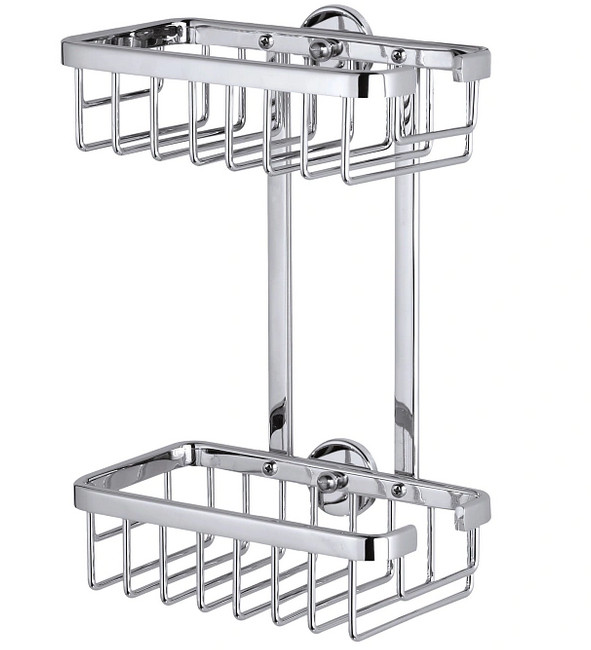 tesa Duschkorb Aluxx zum Kleben viereckig 2 Ablagen verchromt 26 cm
