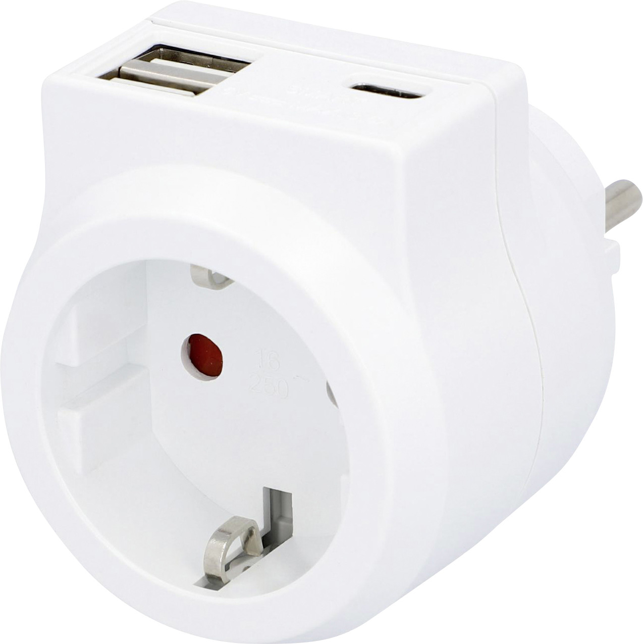 EVB Steckdosenadapter Zwischenstecker, USB A + C, weiß