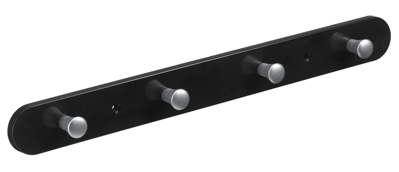 Hettich Garderobenleiste 4 Haken 38,0 x 4,0 x 0,8 cm schwarz