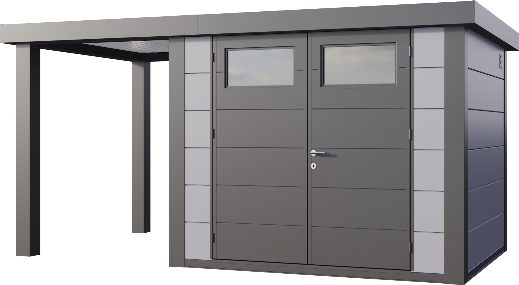 Telluria Gerätehaus Classico Open Lounge S 2724 links lichtgrau 436 x 238 cm