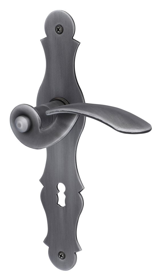 Alpertec Langschildgarnitur Elias II Schmiedeisen stahlgrau verschnörkelt