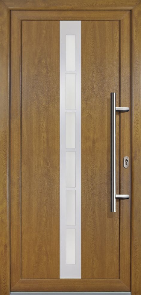 Meeth Haustür Signum PVC Exclusiv PVC Modell 38 88 x 208 cm, DIN rechts, weiß/golden Oak