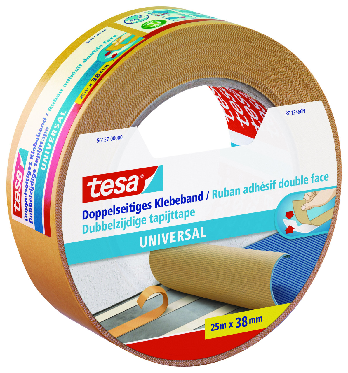 tesa doppelseitiges Klebeband universal 25 m x 38 mm, weiß