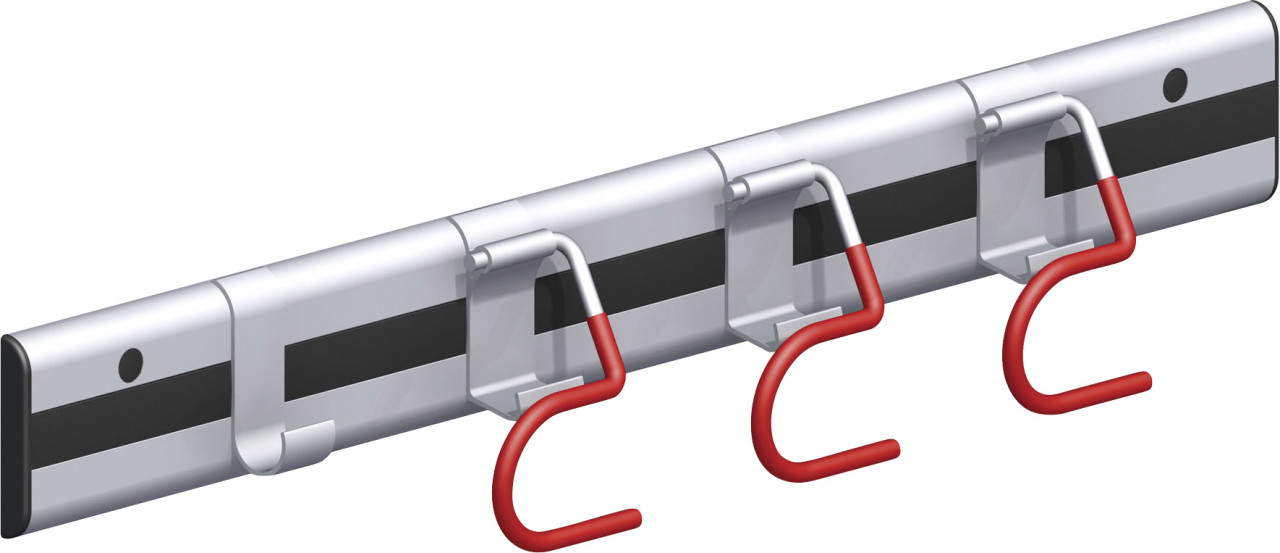 coaxis Gerätehalter mit coaxis -Profil, 1000 mm Aluminium rot gummiert
