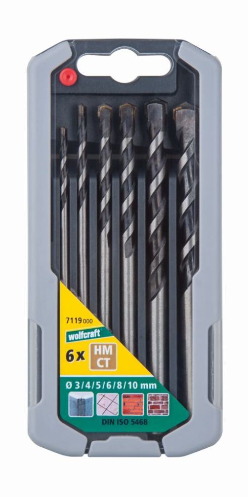 Wolfcraft Betonbohrer-Set HM Professional 6-teilig Ø 3 - 10 mm Rundschaft