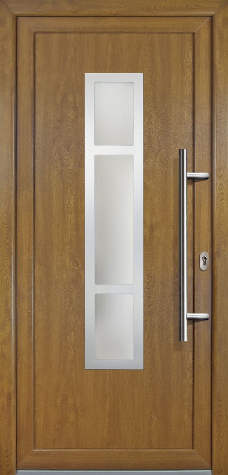Meeth Haustür Signum PVC Exclusiv PVC Modell 87 108 x 208 cm, DIN rechts, weiß/golden Oak