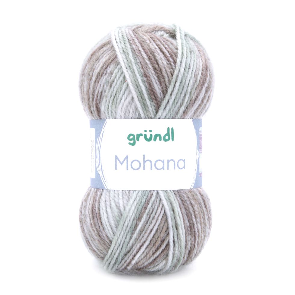Gründl Wolle Mohana 100 g hellgrau-mint-natur-weiß