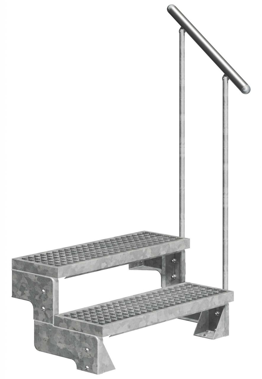 Dolle Außentreppe Gardentop mit Geländer verzinkt Breite 80 cm Gitterrost