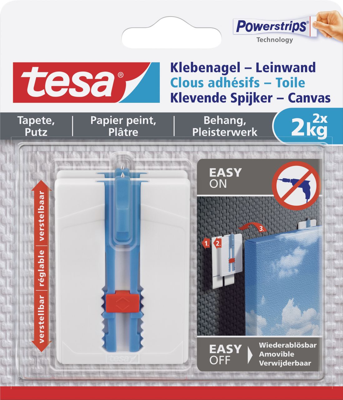tesa Klebenagel Traglast 2 kg, 2 Stück
