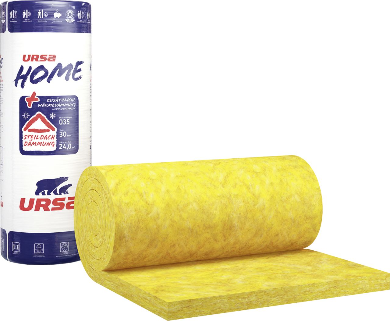 Ursa Home Untersparren-Klemmfilz Glaswolle WLG 035 2000 x 120 cm x 30 mm