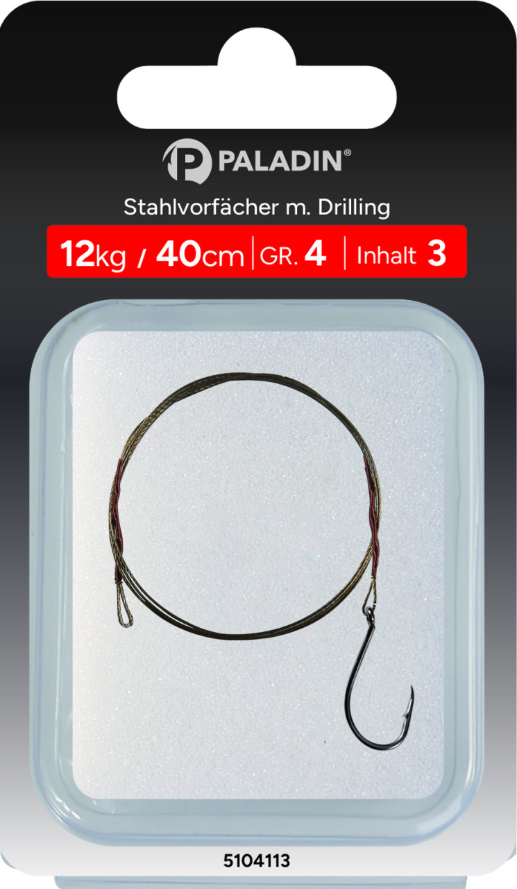 Paladin Stahlvorfach Einzelhaken Gr. 4 Tragkraft 6 kg Länge 50cm 3 Stück