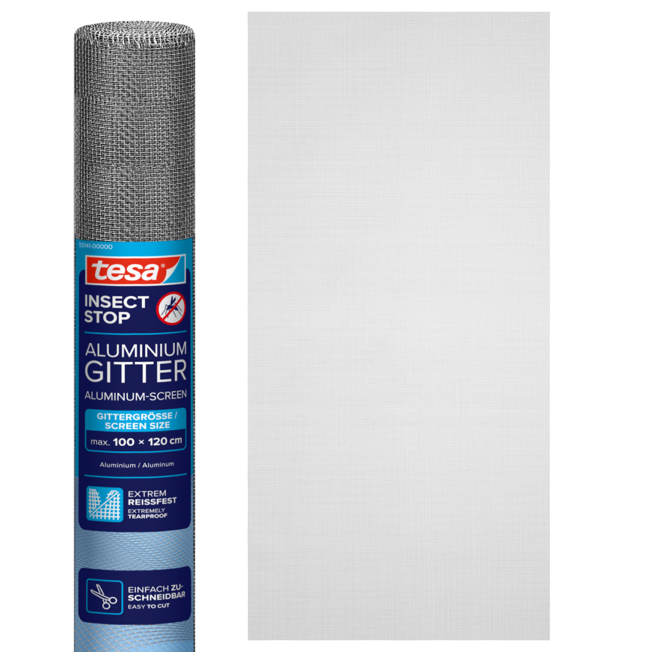 tesa Insektenschutz-Gitter COMFORT Ersatzrolle 100 x 120 cm grau