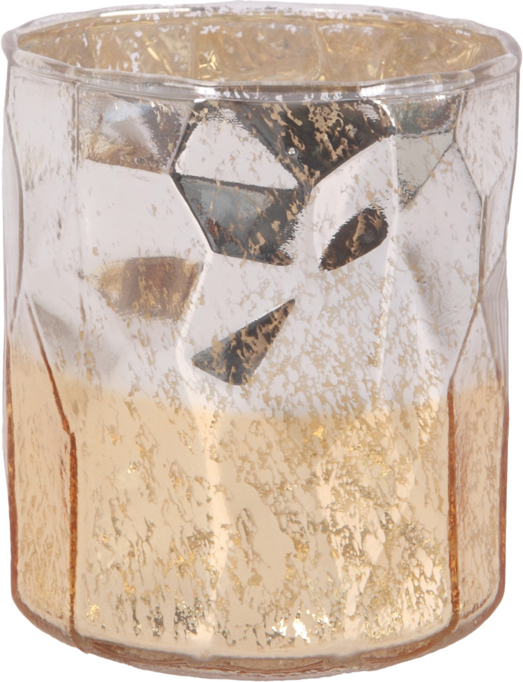 Windlicht Glas Ø 10 x 12 cm gold weiß