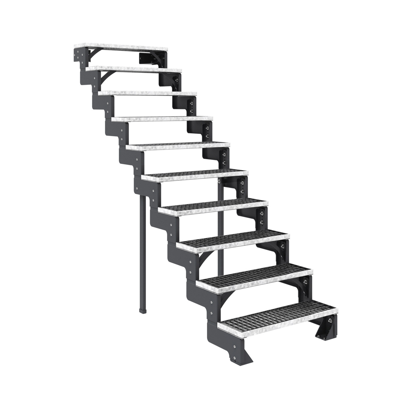 Dolle Außentreppe Gardentop 10 Gitterroststufen 80 cm ohne Geländer anthrazit