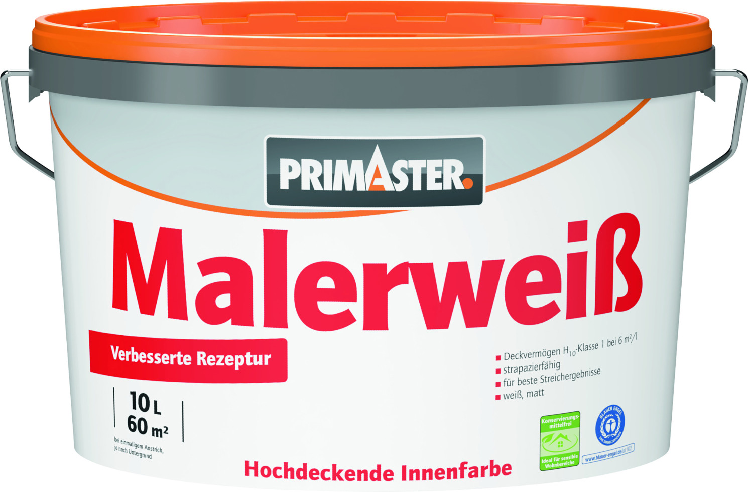 Primaster Wandfarbe Malerweiß konservierungsmittelfrei 10 L