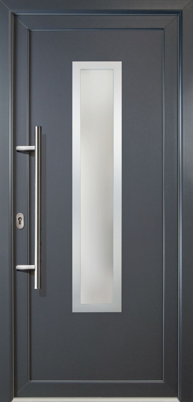 Meeth Haustür Signum PVC Exclusiv PVC Modell 32 98 x 200 cm, DIN links, weiß/titan