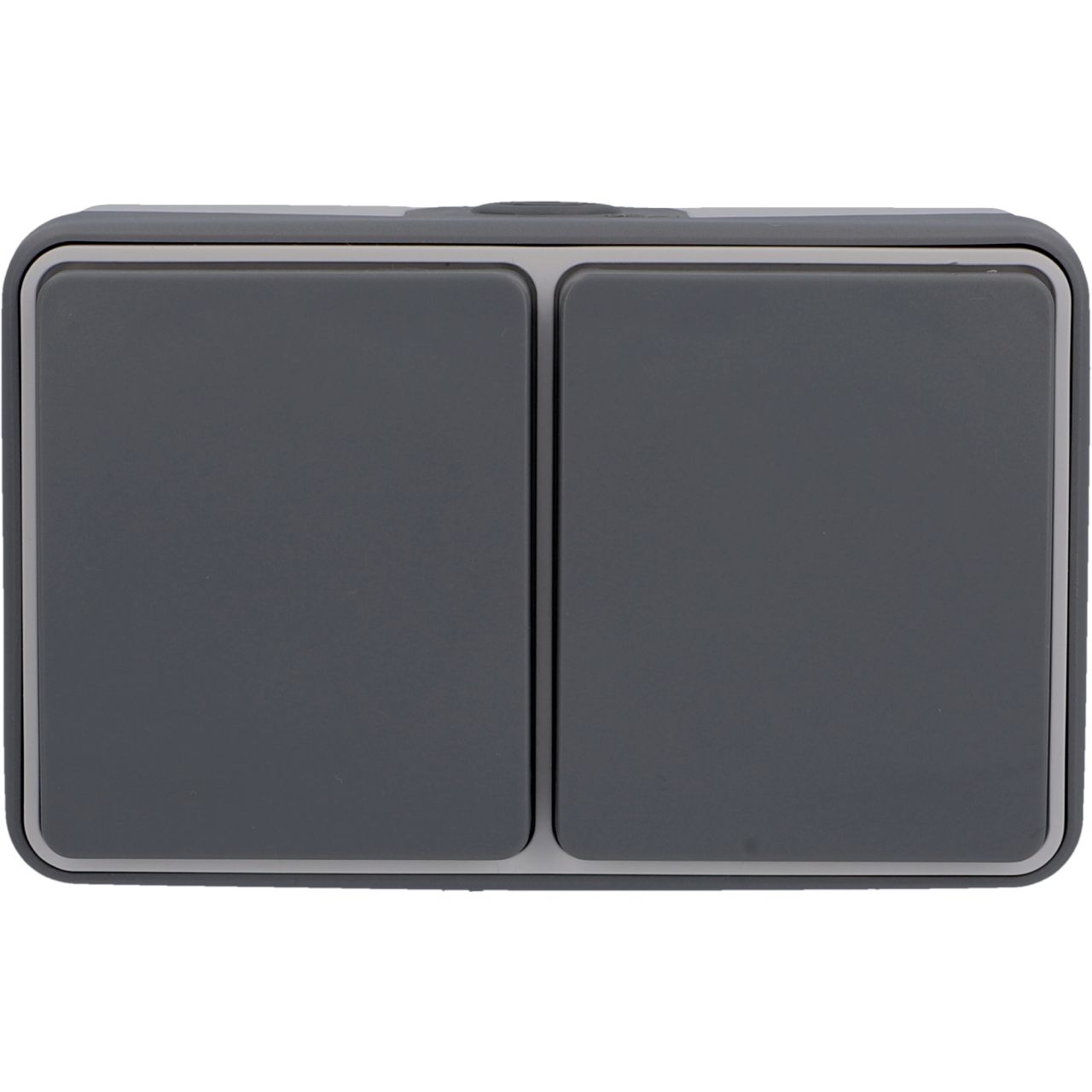 Unitec Steckdose 2-fach Feuchtraum Mini, dunkelgrau, Aufputz, waagerecht