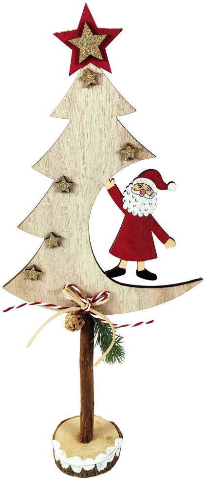 TrendLine Dekofigur Holz Tannenbaum Weihnachtsmann 45 x 42 x 52 cm mehrfarbig