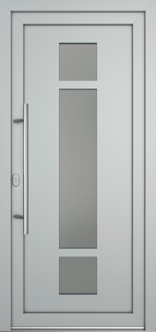 Meeth Haustür Optimal Pro PVC Modell 102 108 x 200 cm DIN Links weiß/lichtgrau