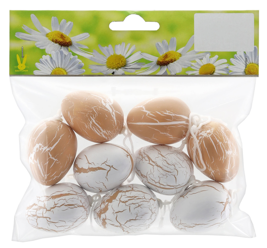 Osterdeko Eier zum Hängen 4 cm weiß-braun marmoriert 9 Stück