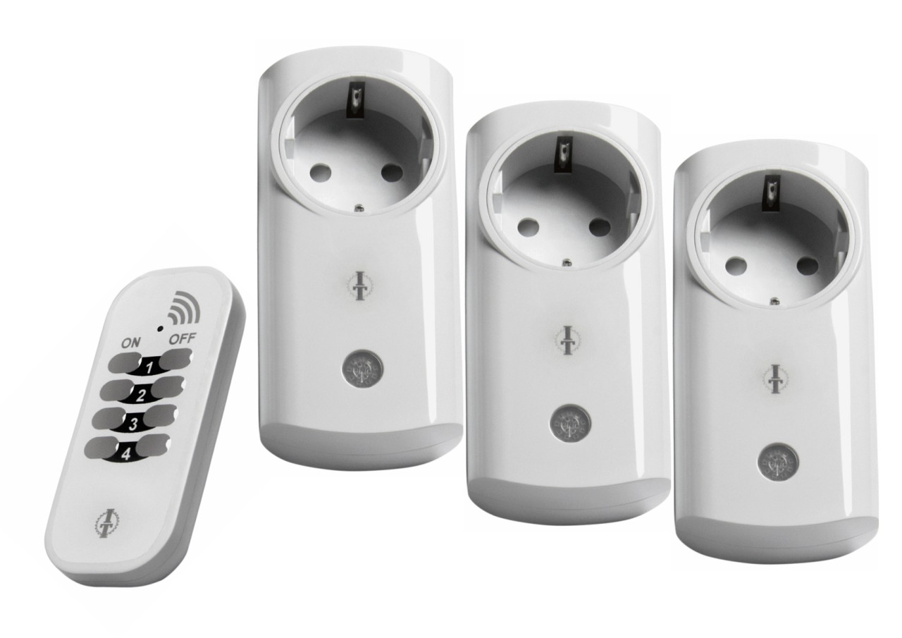 Intertechno Funk-Steckdosen ITI-3 mit Handsender Smart Home 3er Set