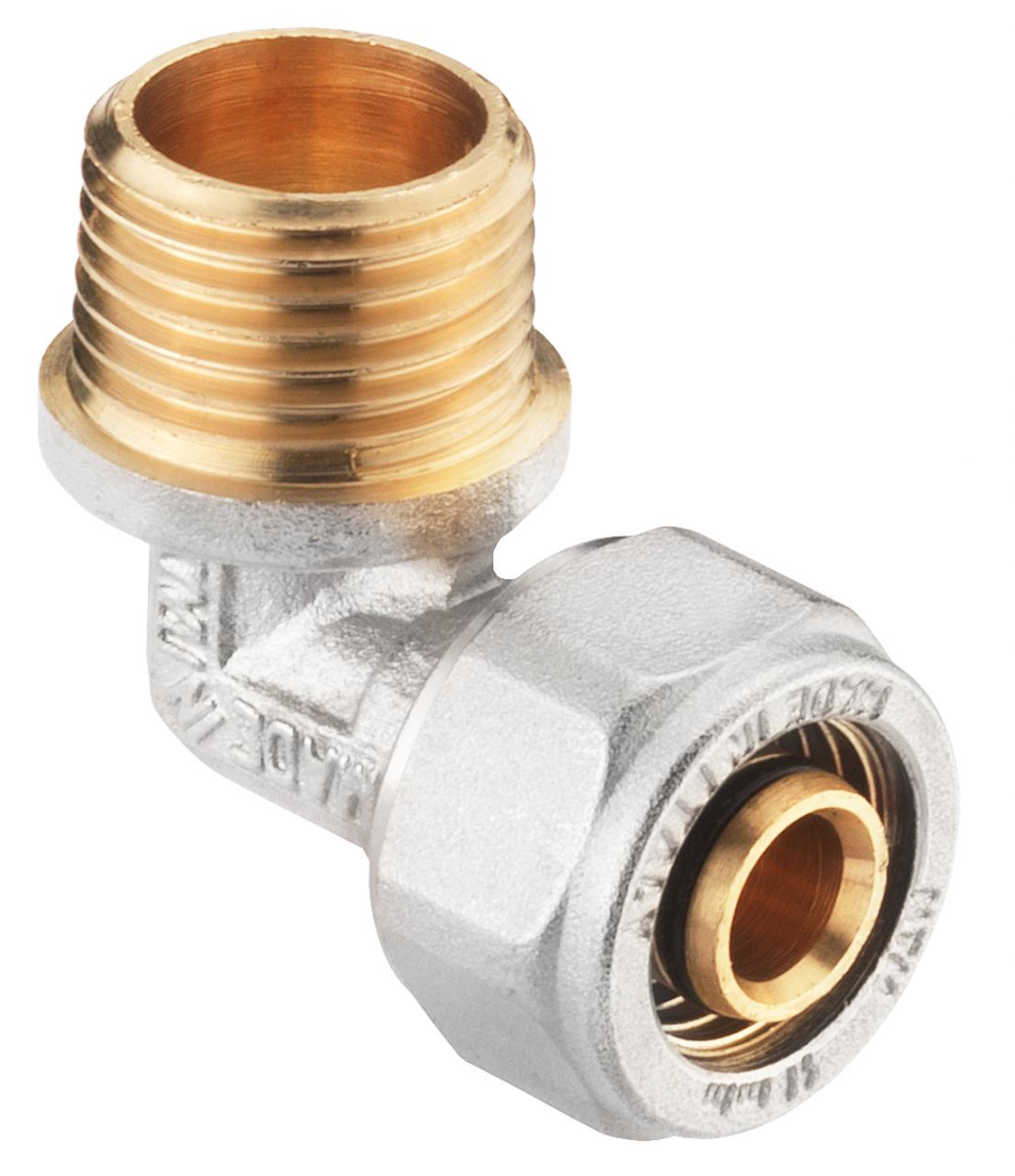 Cornat Schraub-Winkel 90° komplett ø 16 mm 1/2 AG Messing vernickelt