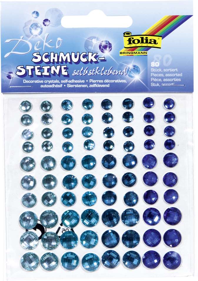 Schmucksteine sparkeling blau, 80 Stück selbstklebend