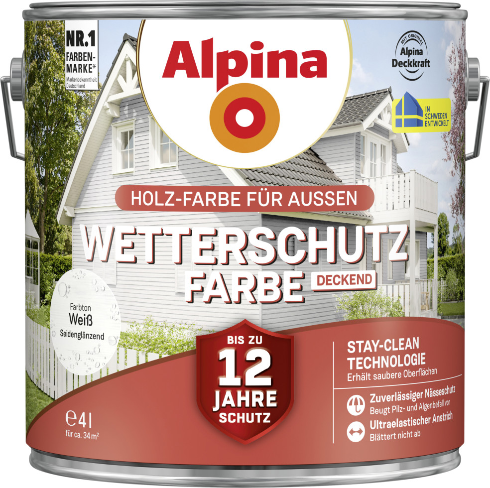 Alpina Wetterschutzfarbe 4 L weiß