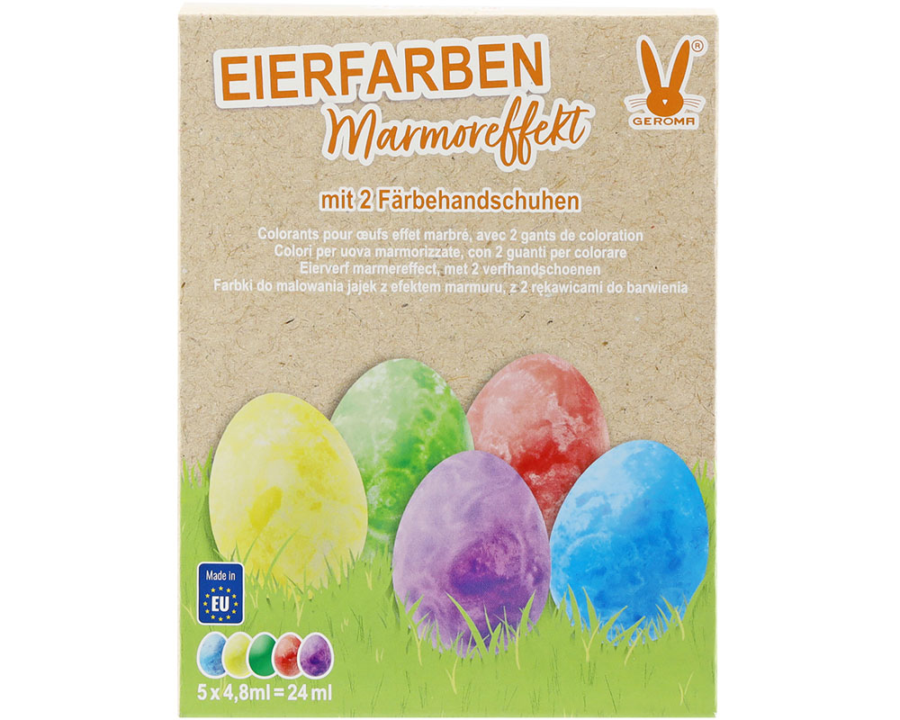 Eierfarben Marmoreffekt 5 Farben mit Färbehandschuhen