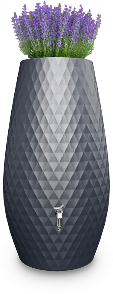 Garantia Regentonne Triagon 2in1 oval inkl. Pflanzschale 230 L graphitgrau