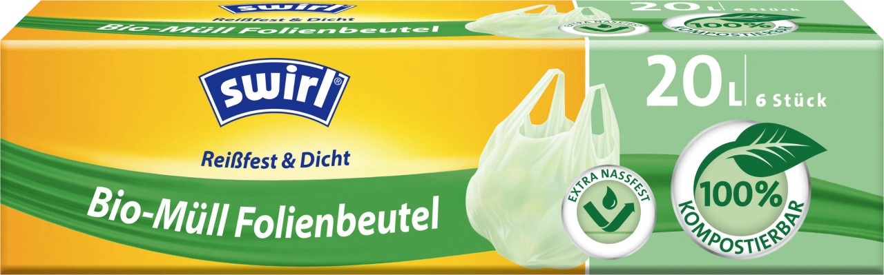 Swirl Bio-Müll-Folienbeutel mit Tragegriff 20 L 6 Stück