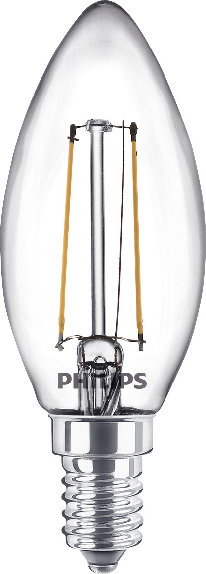 Philips LED-Leuchtmittel Filament Kerzenform B35 E14 2W warmweiß 2er Pack