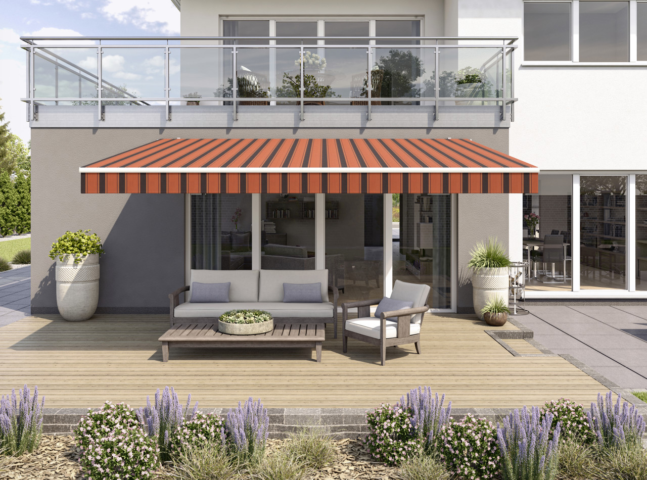 Gelenkarmmarkise Classic orange-braun gestreift inkl. Handkurbel