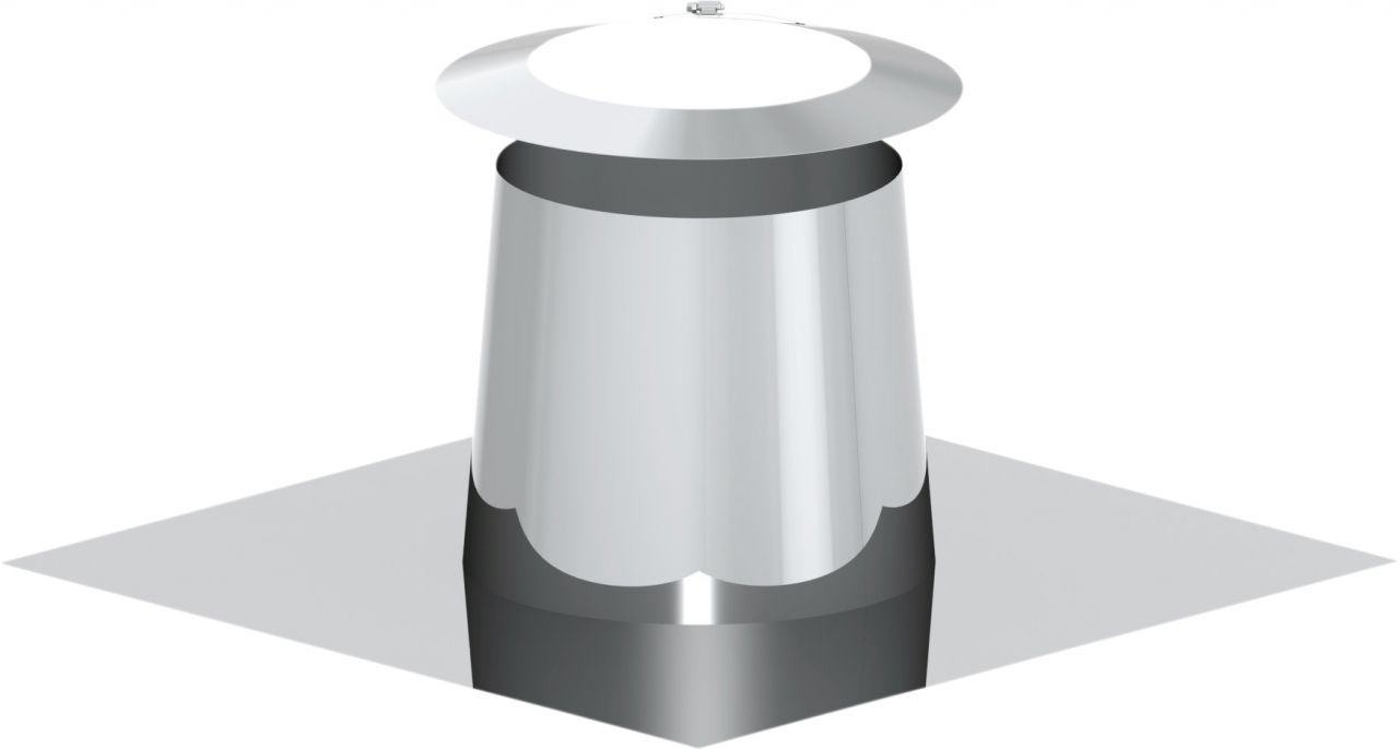 Zitec Schornstein-Flachdachdurchführung doppelwandig Dachneigung 0-5°, Ø 150 mm