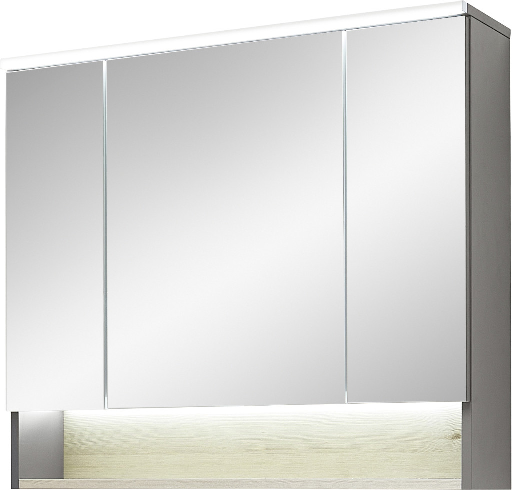 Pelipal Spiegelschrank Quickset 25-II LED-Kranzbeleuchtung Quarzgrau 80 cm