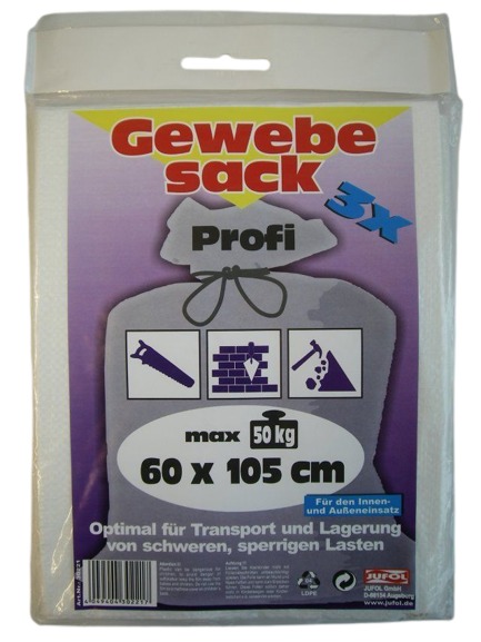 Gewebesäcke ca. 50g/m² 600 x 1050 mm, weiß 3 Stück/Pack