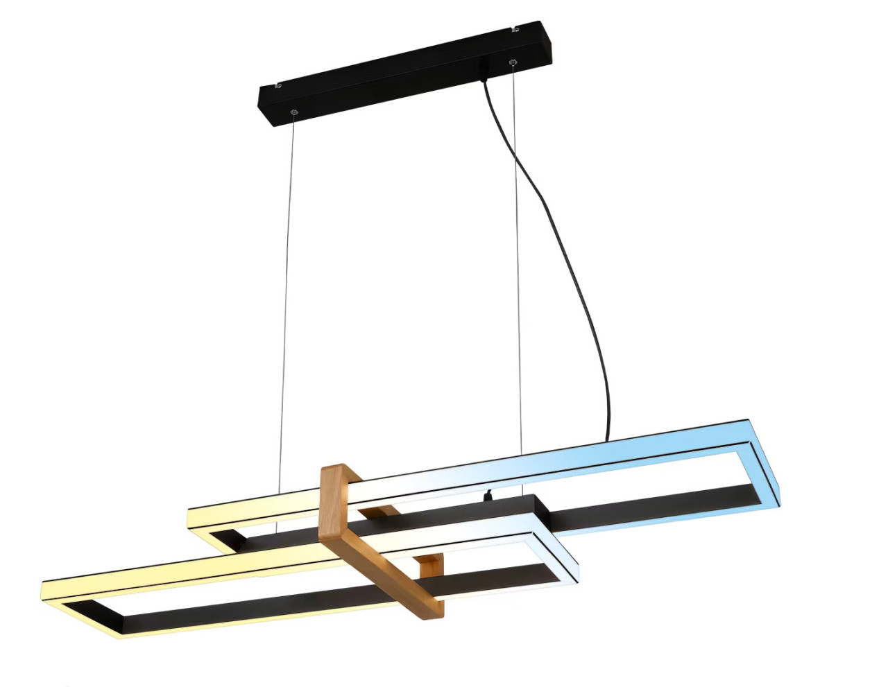 Briloner LED-Pendelleuchte CCT schwarz mit Holz 44W