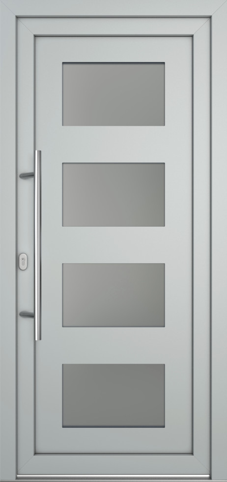 Meeth Haustür Optimal Pro PVC Modell 101 98 x 200 cm DIN Links weiß/lichtgrau