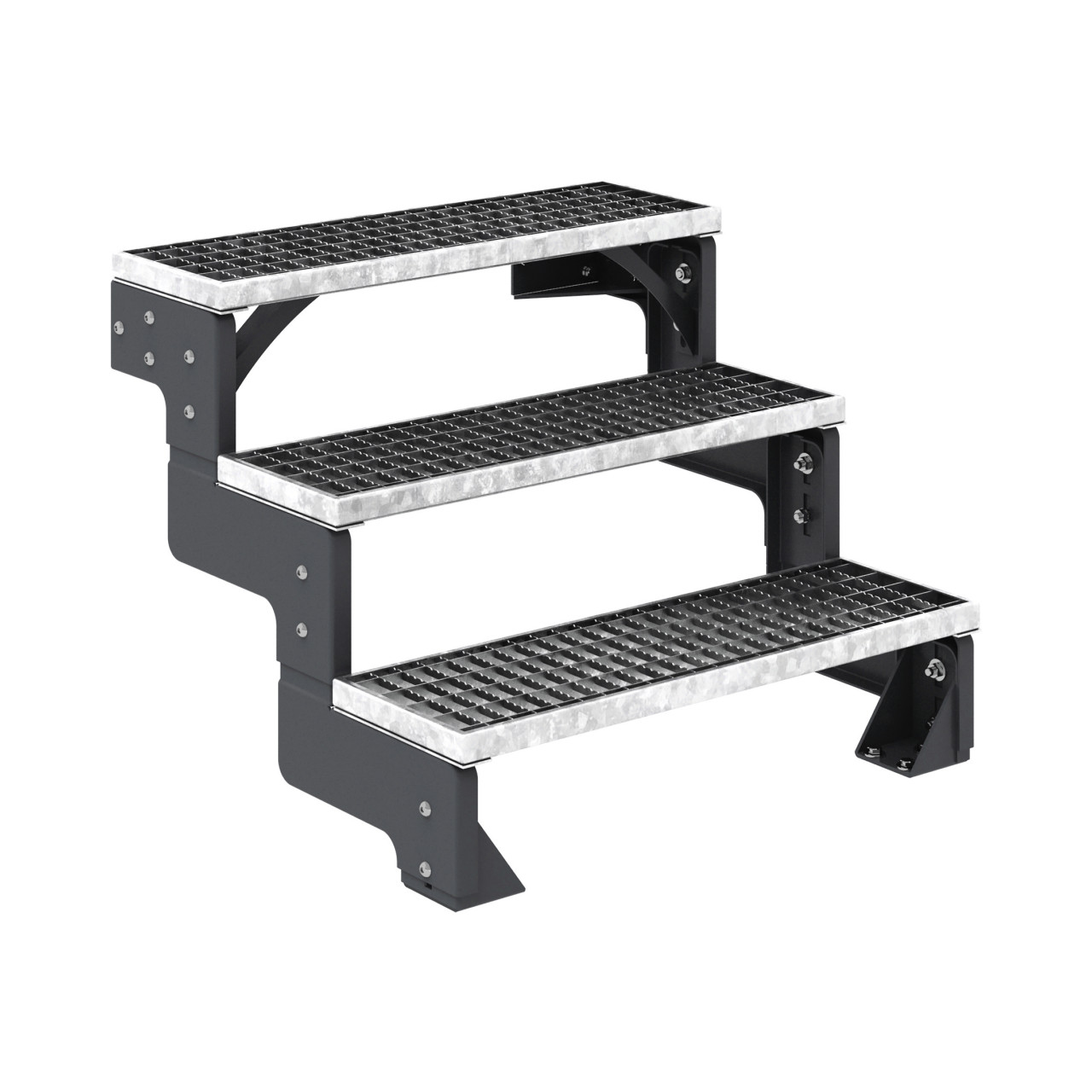 Dolle Außentreppe Gardentop 3 Gitteroststufen 80 cm ohne Geländer anthrazit