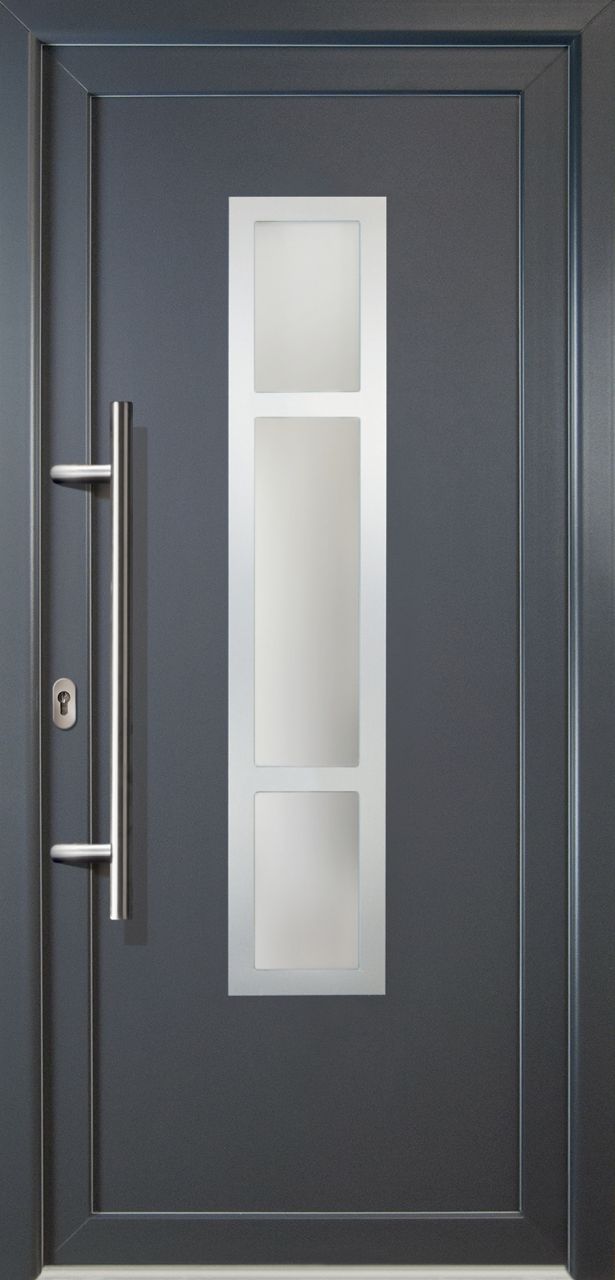 Meeth Haustür Signum PVC Modell 87 88 x 200 cm, DIN links, weiß/titan