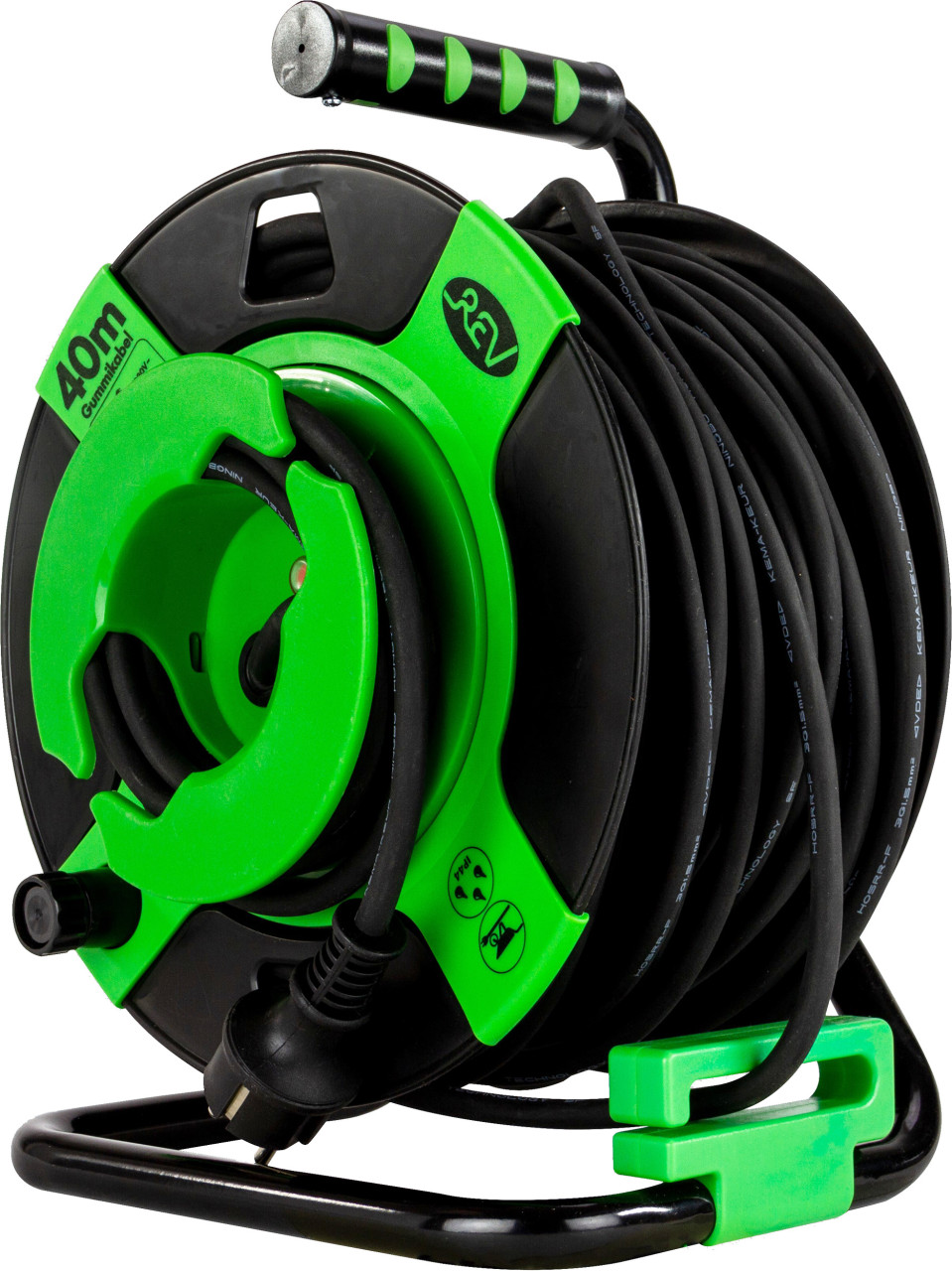 REV Kabeltrommel 40m H05RR-F3 G 1,5 mm² Kunststoff schwarz grün