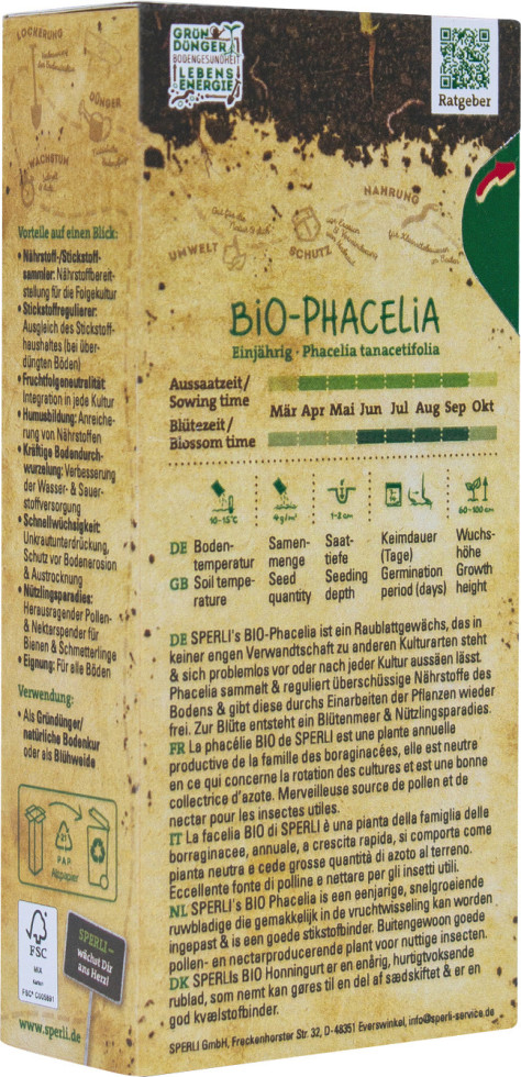 Sperli Saatgut BIO Phacelia Bodenkur für ca. 50 m²