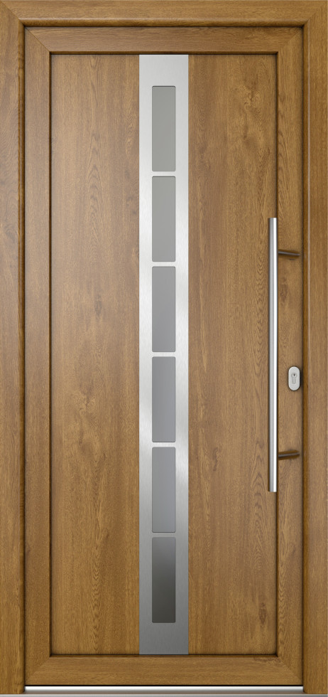 Meeth Haustür Signum Pro PVC Modell 38 108 x 208 cm DIN Rechts weiß/golden oak
