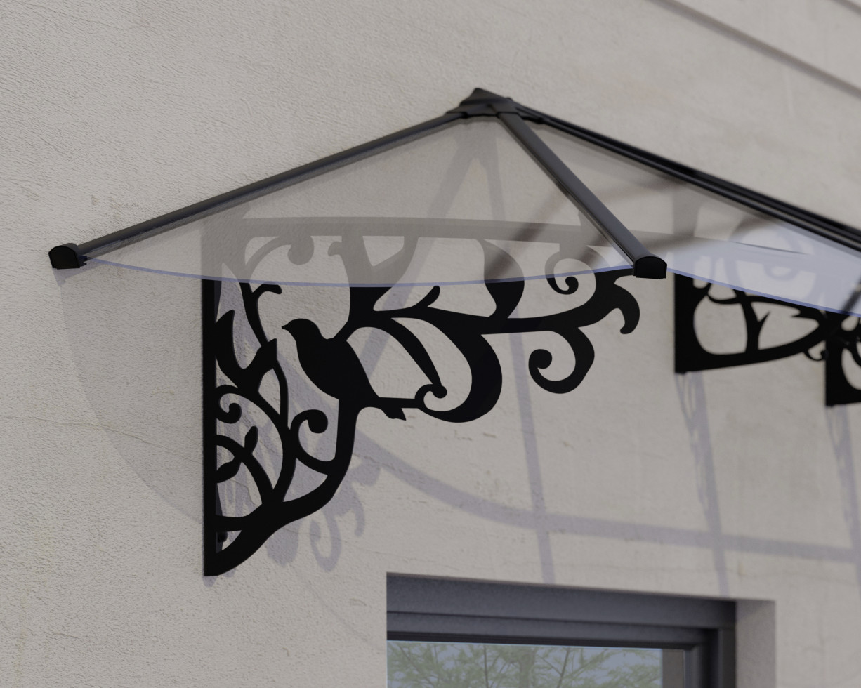Canopia Vordach Lily 2130 Schwarz Alu 216 x 88 cm
