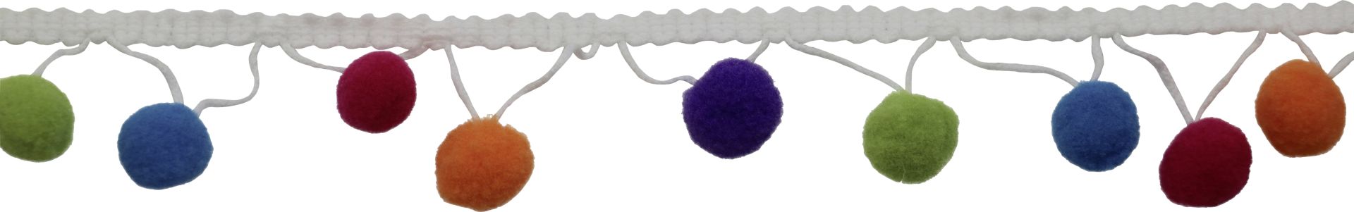 Glorex Pompon Girlande 1 m weißes Band bunt, 1 m, weißes Band