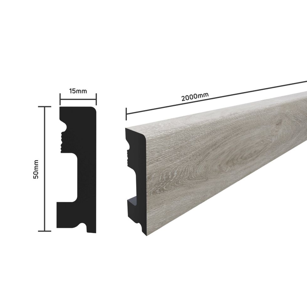 SELITSTYLE Sockelleiste FBL50 Eiche Natur 2000 x 50 x 15 mm wasserfest