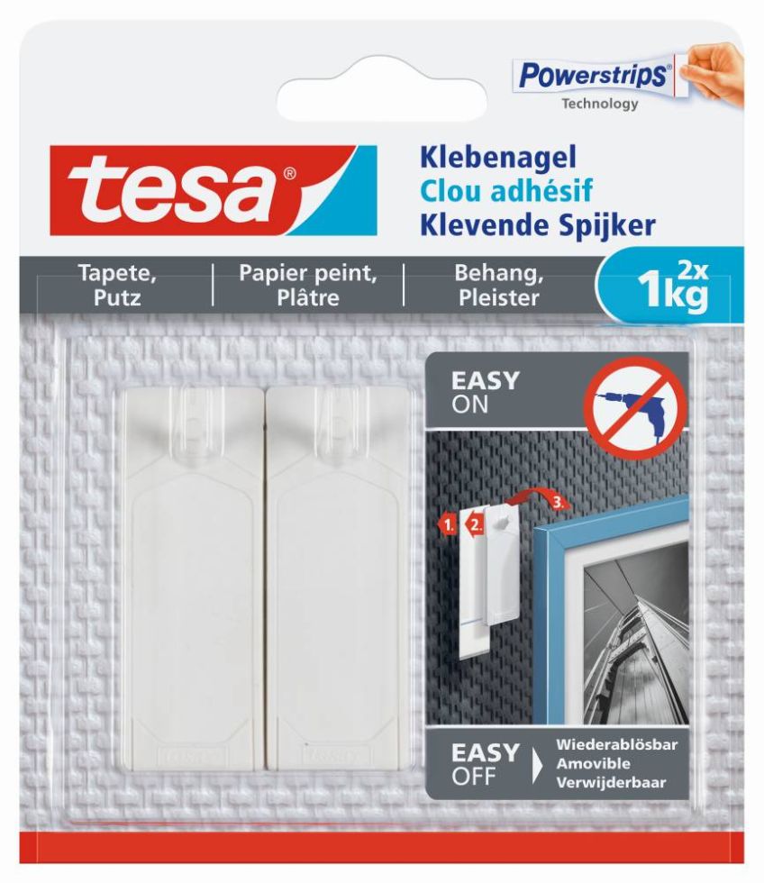 tesa Klebenagel Traglast 1 kg, 2 Stück